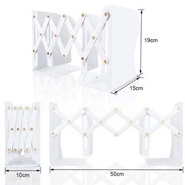 BEESUM Bookstand, Extendable, Metal Book Stand, Prevents Collap, Slide-type, Storage, Desk Organization, Tabletop Bookcase, Stylish, Divider Stand (White)