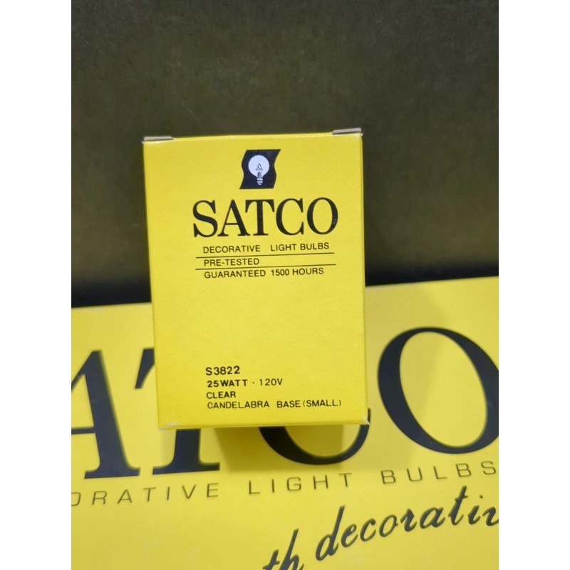 SATCO Box of 25 SATCO S3822 25W 120V Candelabra Base