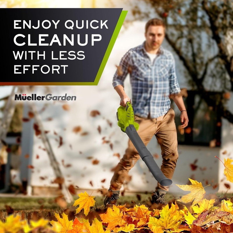 Mueller UltraStorm Cordless Leaf Blower, 2 Batteries Included for 2X