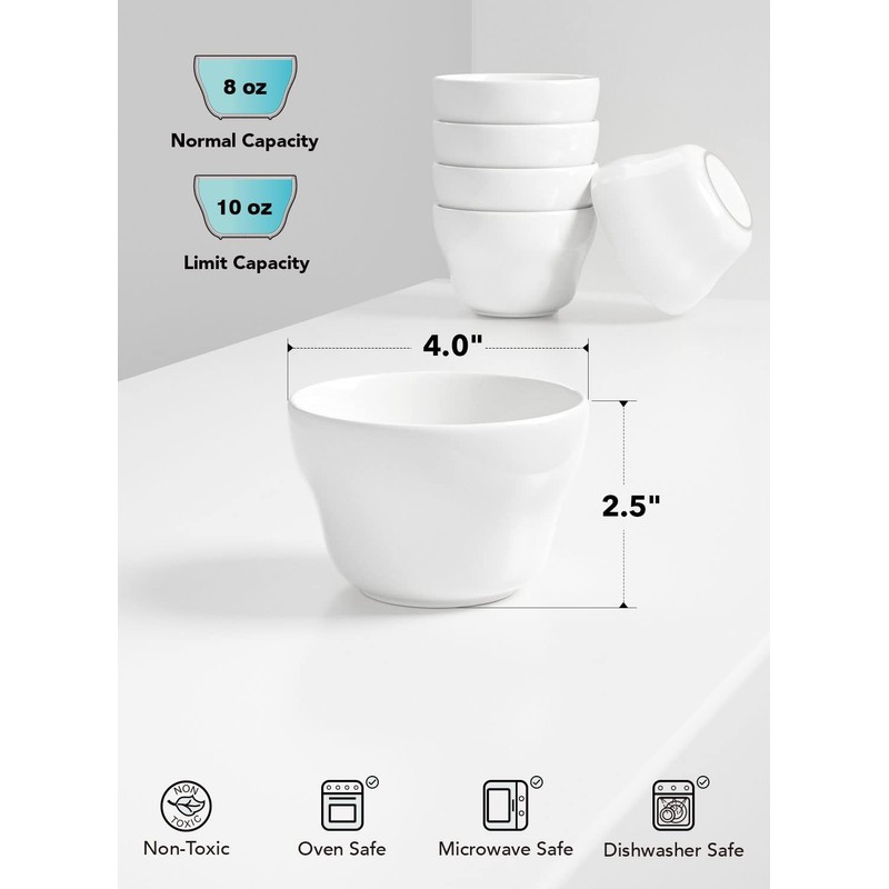 LE TAUCI Bouillon Cups 8 Ounce, Ice Cream Bowls, Small