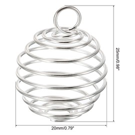 PATIKIL Espiral Cuenta Jaulas Colgante, 30 Piezas 20x25 mm Acero inoxidable Resorte Piedra Soporte Collar Jaula Colgantes para Joyería Fabricación Artesanía, Plata Blanco