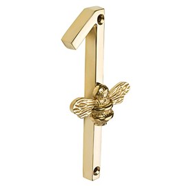 Gold Brass bee House Number with Bee design | 5 inch Modern Door Sign Numbers Signs Plaques | Street Home Address Numerals (1)