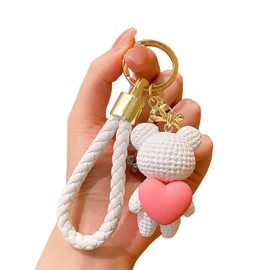 UOPR Songje Carry On Your Back, Key Chain, Heart Bear Pendant, Key Chain, Korean Drama, Peripheral Goods, Commemorative Collection, Bag Hanging, Keychain, Lost Prevention, Gift, white