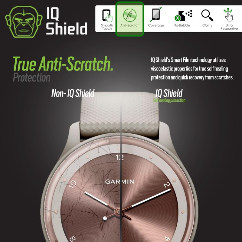 IQShield Screen Protector Compatible with Garmin Vivomove Sport (6-Pack) Anti-Bubble