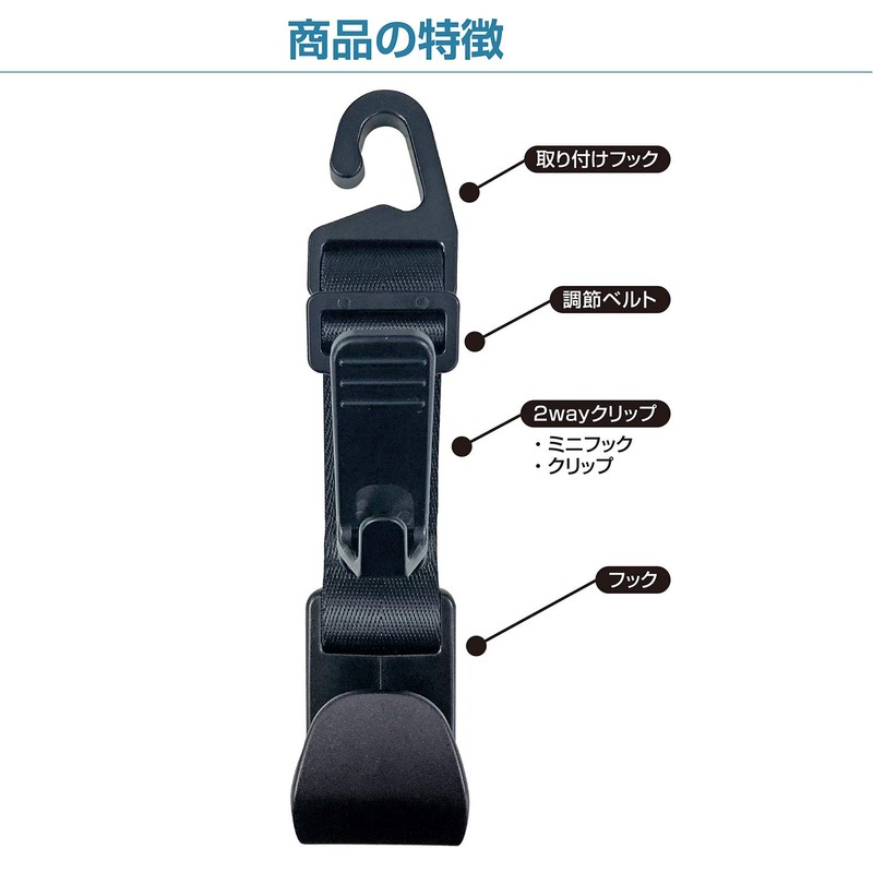 Seiwa WA52 Car Goods Luggage Hook & Clip Load Capacity