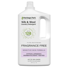 Heritage Park Silk & Wool Fragrance Free, Hypoallergenic, pH-Neutral Laundry Detergent - Dermatologist-tested, Sensitive Skin-Friendly, Enzyme-Free, Concentrated Up to 128 loads (64 fl oz)