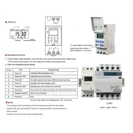 Electrodepot 7 Day 24 Hours Timer. 4 Pole, N/O 60 Amps AC-1, Control 120VAC, Components in DIN Rail