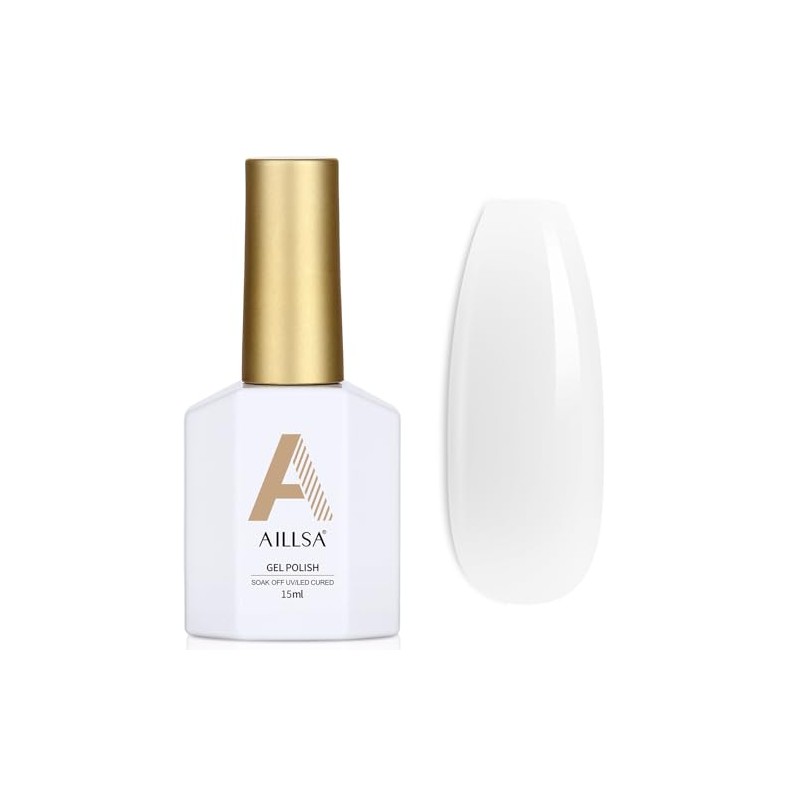 AILLSA Esmalte de uñas de gel blanco lechoso, jalea translúcida