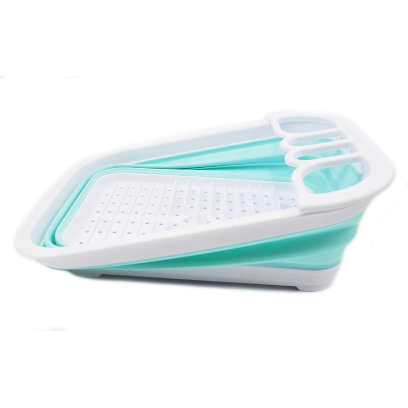 SAMMART Collapsible Dish Drainer with Drainer Board - Foldable Drying