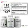 Folate 1000mcg (L-Methylfolate) 120 Capsules, 5-MTHF Active Form of Folic