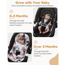 BOMOLOUR Infant Car Seat Insert with Removable Cushion for Baby Preemie Newborn Infant, Reversible carseat Insert Head Body Support Fits for Stroller, Baby Swing, Rocker, Bouncer, Bassinet - Pink