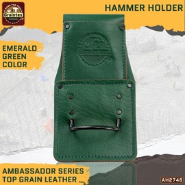 Graintex Hammer Holder Ambassador Series Color Top Grain Leather, Hammer Loop, Leather Tool Holster, Construction Workers, Electricians, Framers, Drywall Contractors (Emerald Green)