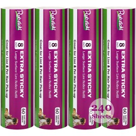 8 inch Lint Roller Refill for Scotch-Brite Pet Extra Sticky Large Surface Roller 50% Stickier Lint Roller Refill, Works Great On Pet Hair, 4 Refills, 60 Sheets per Refill, 240 Sheets Total
