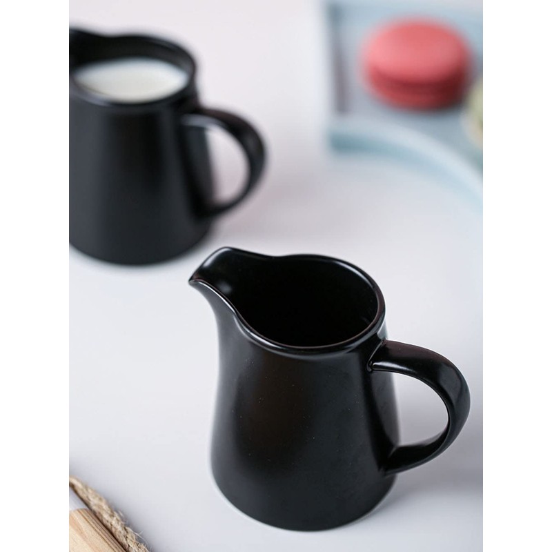RockTrend Black Mini Simple Ceramic Coffee Milk Creamer Pitcher with