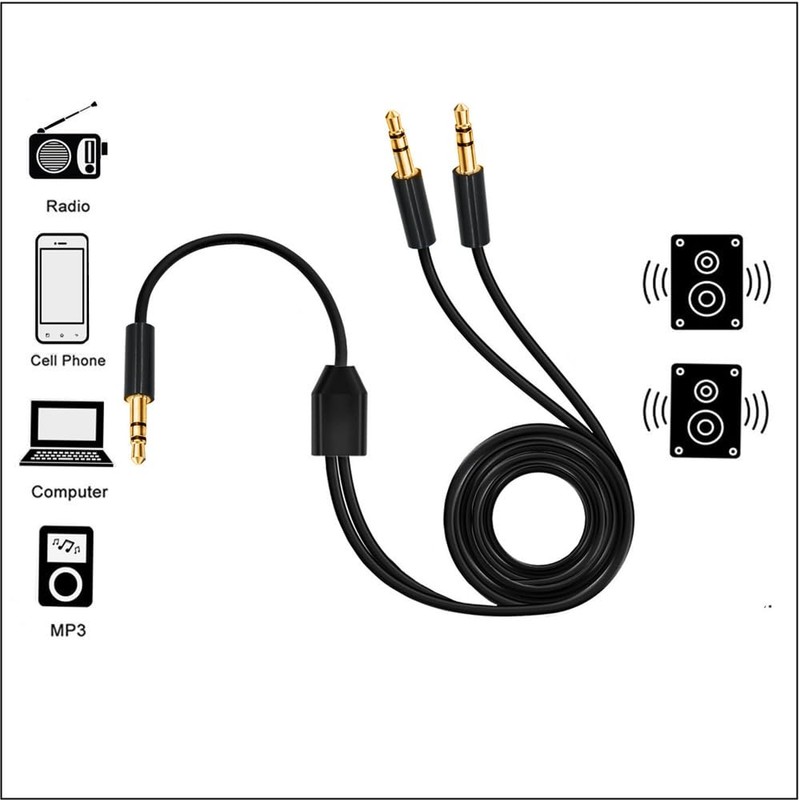 jasavdio 3.5mm Audio Splitter Cable, 1/8“ 1 Male to 2