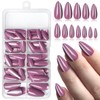 Bellelfin 120Pcs Cat Eye Press on Nails Almond Medium Length,