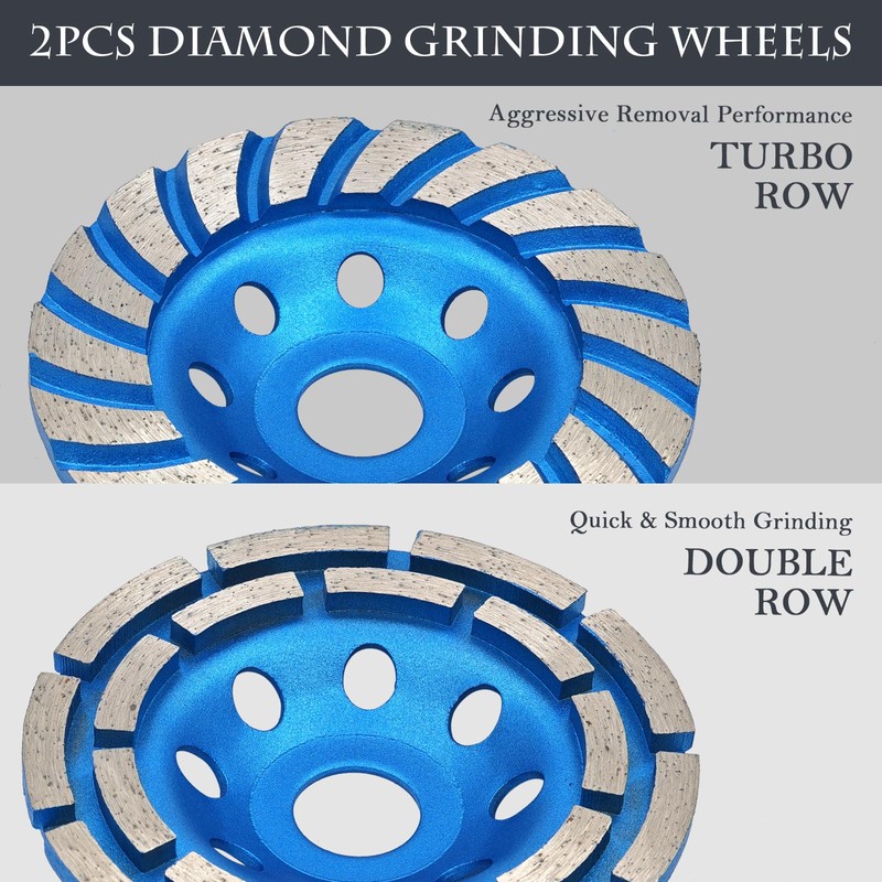 SWIGRANCE 2Pcs Diamond Concrete Grinding Cup Wheels 115mm 4-1/2" Set
