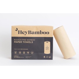 HeyBamboo Natural Brown Bamboo Paper Towels – 6 Rolls, 2-Ply, 150 Sheets Each – Strong & Absorbent, Tree-Free, Plastic-Free, Non-Toxic, FSC Certified, Sustainably Sourced
