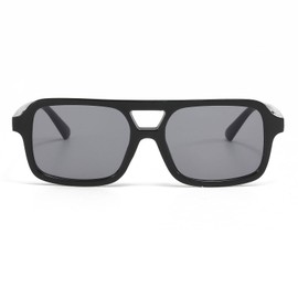 LJCZKA Fashion Pilot Sunglasses for Women Men Flat Square Frame Double Bridge Sunglasses Classic Vintage Style with UV400 Protection