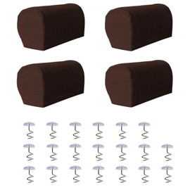 Avtytsda Stretch Armrest Covers Soft Plush Armrest Covers Couch Arm Covers Furniture Protector for Chairs Couch Sofa Armchair Slipcovers for Recliner Sofa with Twist Pins 4pcs(Deep Coffee)