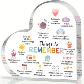 Heart Shaped Acrylic Standing Plaque with Positive Affirmations – Stylish Anxiety Relief Decor for Home or Office – Inspirational and Motivational Gift for Stress Relief and Mindfulness
