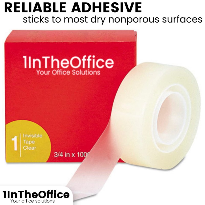 1InTheOffice Clear Tape, Invisible Tape Rolls, Packing, Wrapping Heavy Duty