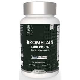 Heroot Bromelain 500mg | 2400 GDU/gram | Joint Support & Healthy Digestion | Non-GMO | Gluten Free 120 Capsules