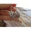 Large silver leaf - Monstera earrings handmade hooks