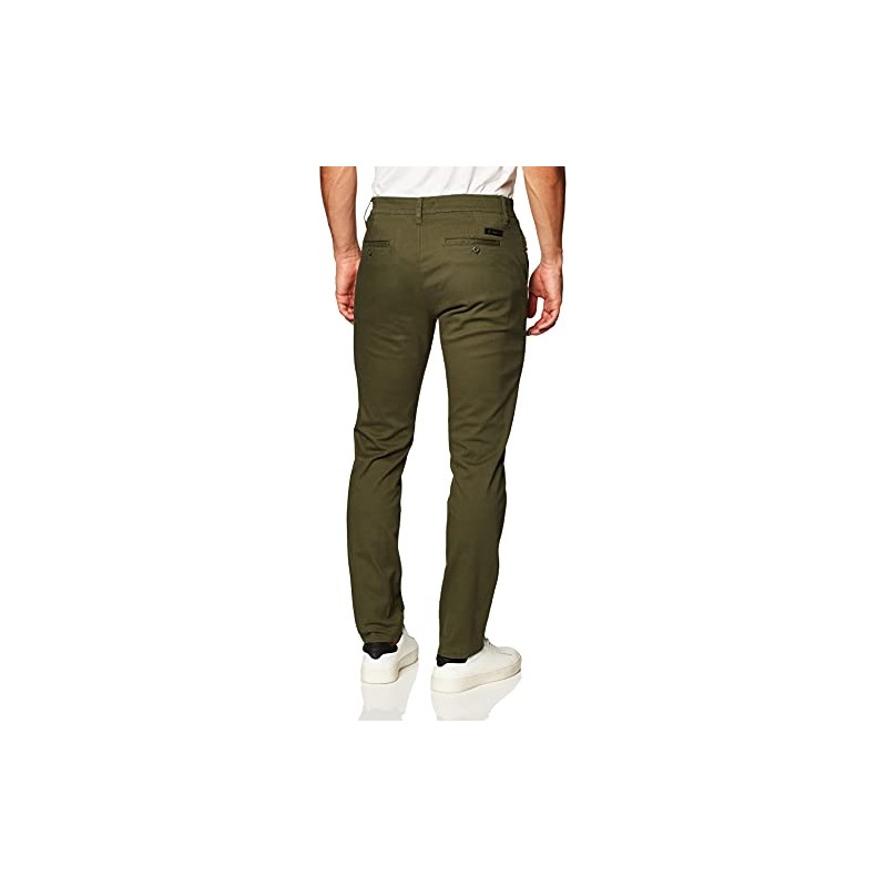 Southpole Men's Flex Stretch Basic Long Chino Pants, Olive, 30X32