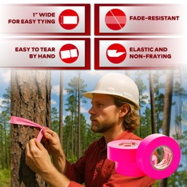 XFasten Pink Flagging Tape 6-Pack, 1-Inch x 900 Feet Total Pink Marking Tape Ribbon, High Visibility Non-Fading Trail Marking Ribbon for Surveying, Trees, Construction Safety Caution - 150ft/roll