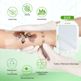 NeuHeils Transparent Film Dressing, Size 6''x8'', 20 Packs, Tattoo Aftercare Bandages, Large Waterproof Wound Cover Patch, Post Surgical Shower Shiled, IV Shield, PICC Catheter Shower Cover