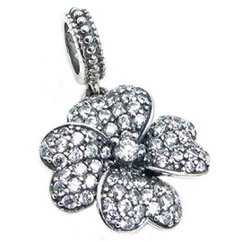 Queenberry Sterling Silver Four Clover Lucky Cubic Zirconia European Style Dangle Bead Charm
