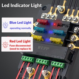 WUPP 12V Fuse Block with Relay, Automotive 6 Circuits Fuse Box With ACC Interface, Universal Fuse Block and Relay Kit for Cars Trucks Marine Boat