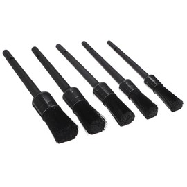 SIXTOL Car Detailing Brush 5 Hard | Set Hard Precision Brushes for Car Cleaning | 5 Pieces | Universal Brushes | Various Sizes | Black Hard Bristles | Interior & Details