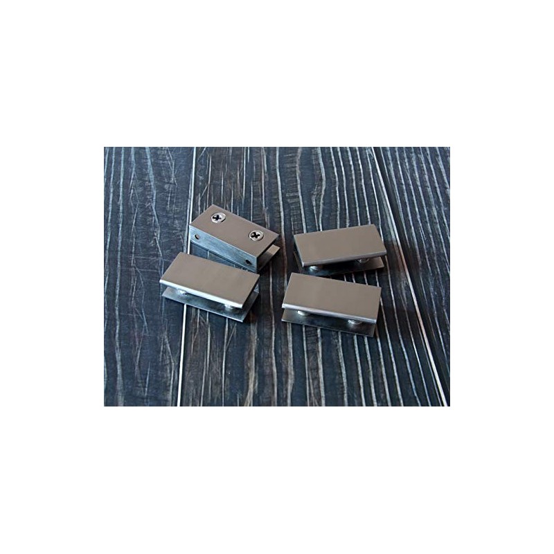Glass Shelf Brackets Rectangular Shelf Clips Metal Clamps Brushed Nickel