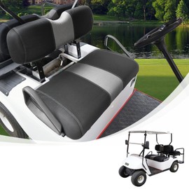 SAMXOMAP 2PCS Golf Cart Seat Covers Washable Breathable Air Mesh Cloth Adjustable Front Seat Cover Fit Like Gloves for EZGO TXT, Black and Gray