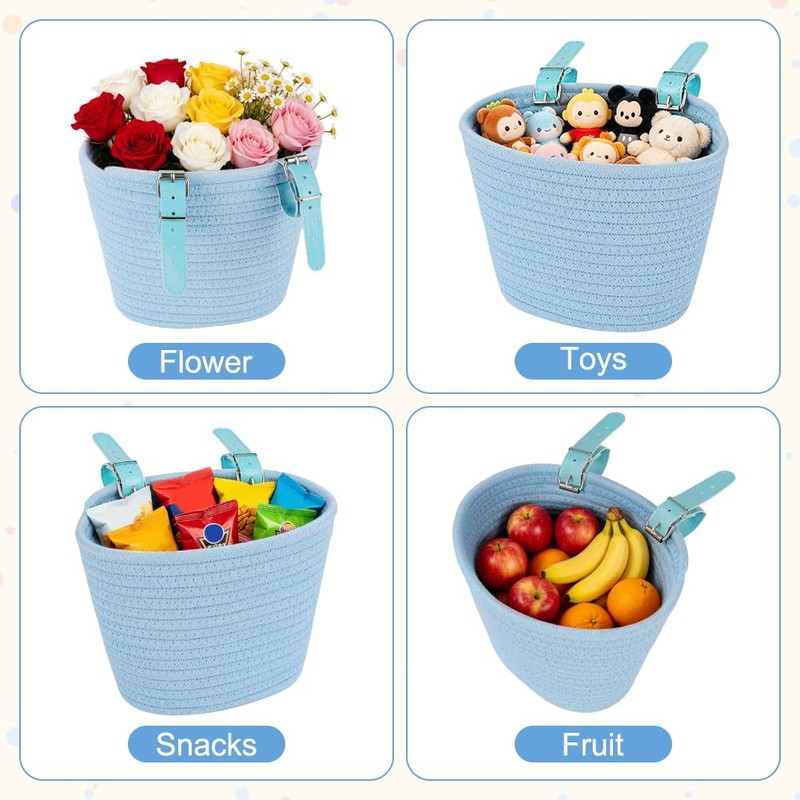 Adiwo Cotton Rope Woven Cycle Basket, Bicycle Basket, Bike Basket