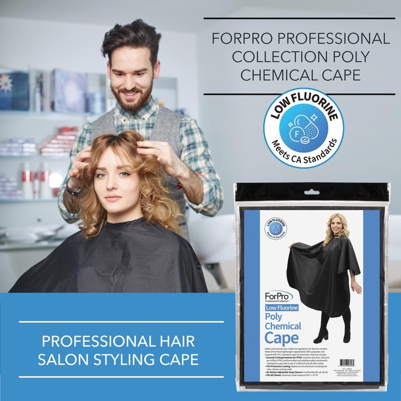 ForPro Low Fluorine Makeup Cape, Professional Mid-Length Beauty Cape with