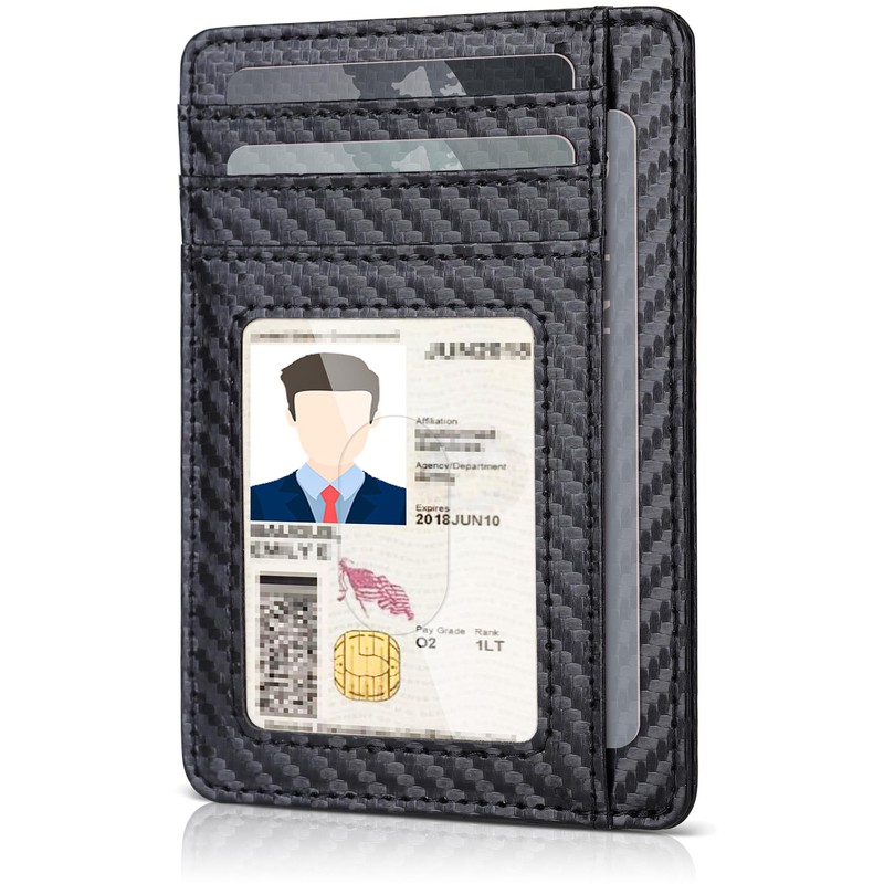 Teskyer Card Case, Thin, Slim, Carbon Fiber, Magnetic, Anti-Skimming, Card
