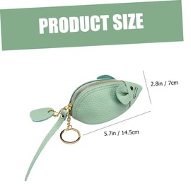 Holibanna Cute Mouse Coin Purse Mouse Shaped Change Purse Tiny Wallet Change Purse Mini Wallet Small Wallets Zipper Wallet Woman Change Purse Top Layer Pattern Cowhide Green