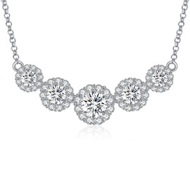 Smile Pendant Necklace for Women Moissanite Lab-Created Gem Jewelry for Women I Love You Wedding Anniversary Birthday Christmas Valentine Engagements Mothers Day for Wife Her Girlfriend Mom Daughter (Smile, 1.3 CT)