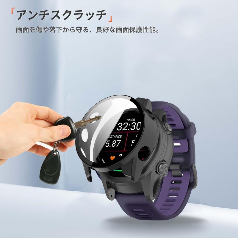 For Garmin Forerunner 970 47mm ケース YAJOJO 保護 ガラスフィルム 一体型