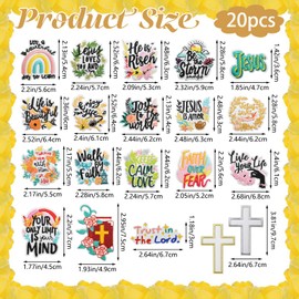 URROMA 20PCS Christian Embroidered Iron on Patches,Mixed Holy Bible Applique Sew on Patches Religious Sayings Jackets Hats Backpacks DIY Accessory