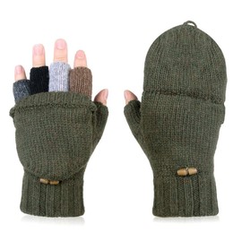 AOKAY Winter Gloves Fingerless Mittens Women's Fingerless Gloves Knitted Gloves with Flip Top