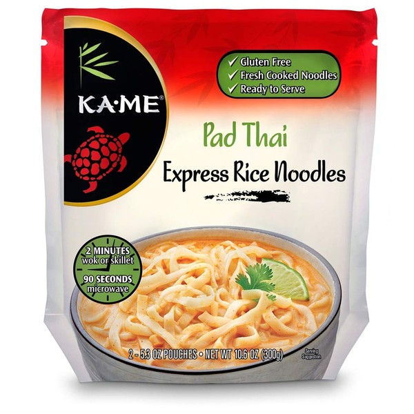 Ka-Me Gluten Free Rice Noodles - Pad Thai Express Noodles Ready To Serve (Pack of 6)
