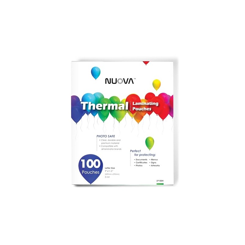 Nuova Premium Thermal Laminating Pouches 9" x 11.5", Letter Size,