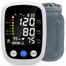 REDIVN Blood Pressure Monitor Automatic Upper Arm Machine & Accurate Adjustable Digital BP Cuff with Large LCD Backlit Display - 2x99 Memory for Home Use with Large Adjustable Cuff