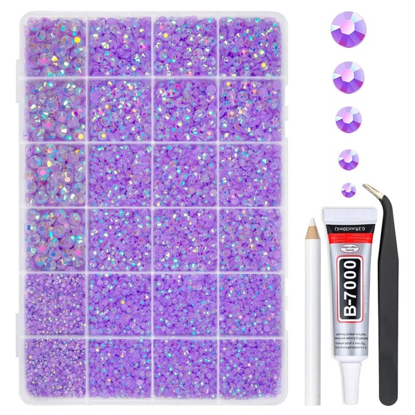 qiipii Light Purple AB Resin Rhinestones w B7000 Jewelry Glue