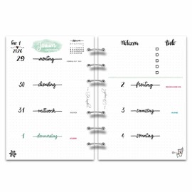 SinnWunder® Premium Weekly Calendar Inserts 2026-1 Week on 2 Pages - Size Genuine DIN A6 (10.5 x 14.8 cm) - Moterm Perforation - LetteringSinn