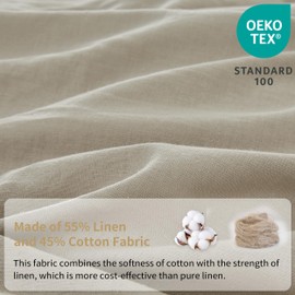 Simple&Opulence Belgian Linen Sheet Set Solid Color - Sheet Set 4PC - Cal King Natural Flax Cotton Blend Soft Bedding Breathable Farmhouse - Khaki, California King